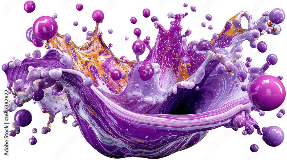 Fototapeta premium Vibrant splash of purple and gold, creating a dynamic and artistic abstract.