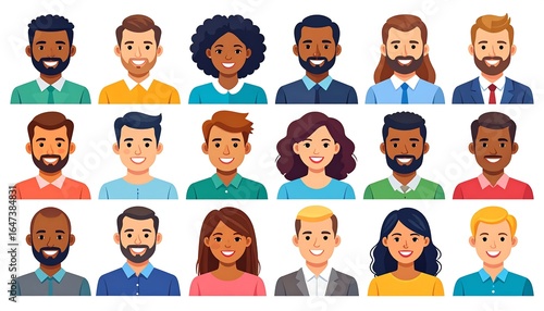 Diverse group of smiling people's headshots