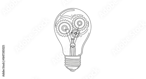 ingenious idea lightbulb with interlocking gears illustrating innovation teamwork and problemsolving for business success and technological advancement