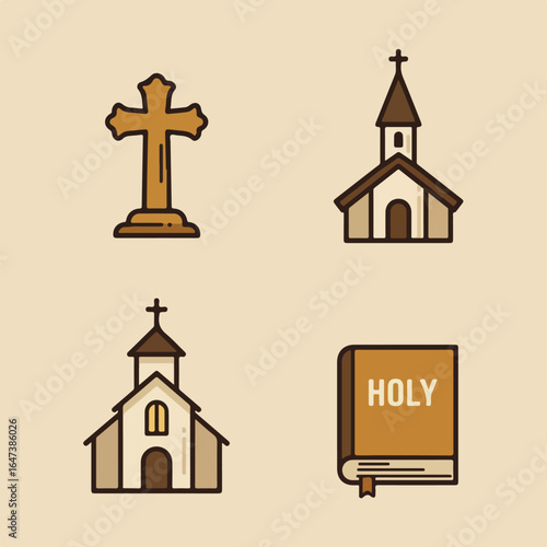 Religious symbols church, book