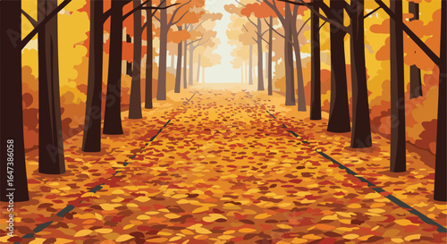 Autumnal forest road