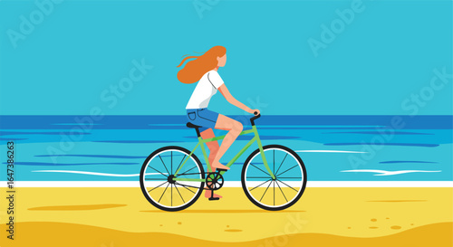 Beach ride Girl on bike