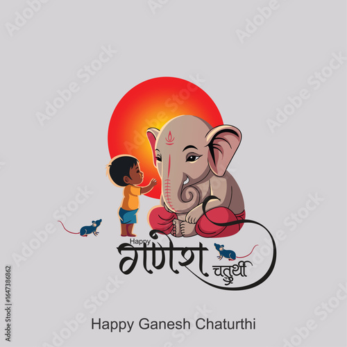 colorful Hindu god Ganesh, vibrant cartoon style, digital painting, highly detailed, vivid colors, intricate patterns, elaborate ornaments, happy expression, ganesh chaturthi festival, hindu holiday
