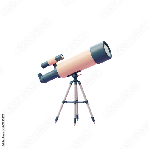 Modern Minimalist 3D Telescope - Vibrant & Floating
