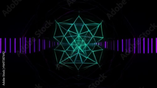 Wallpaper Mural Observer phase subtly rotates geometry Universe teal, magenta symmetry across a faint mirror plane motion art Torontodigital.ca