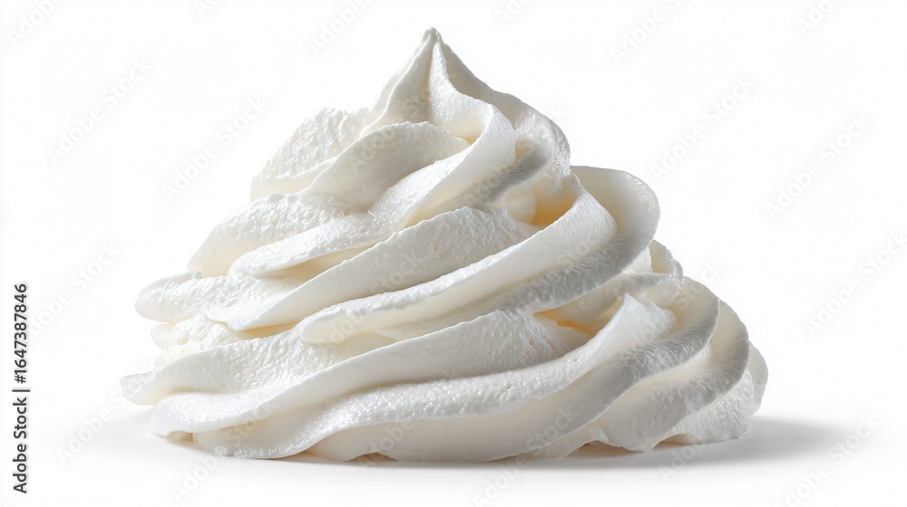 Creamy Whipped Cream Isolated on White Background for Dessert Designs and Food Concepts Creamy Whipped Cream Isolated on White Background for Dessert Designs and Food Concepts