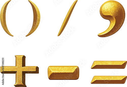 set of golden symbols