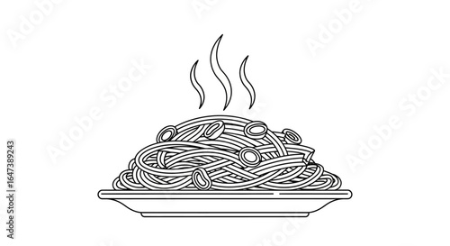 steaming hot plate of spaghetti perfect for menu design recipe books and italian food blogs