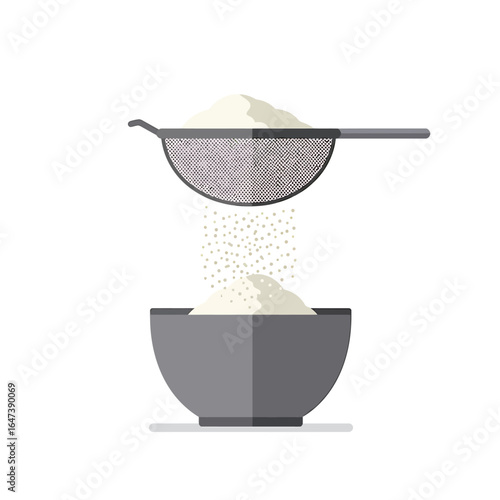 Sifting Flour into Bowl Baking Illustration (AI Generated)