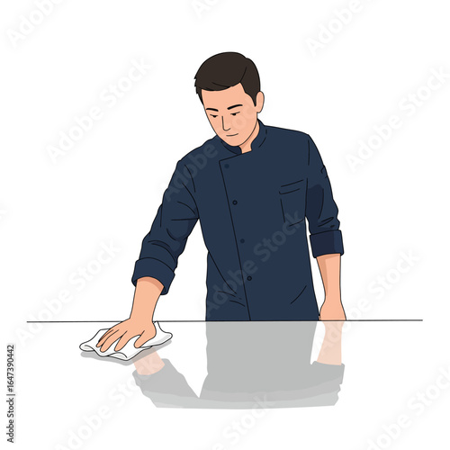 Chef Cleaning Kitchen Countertop (AI Generated)