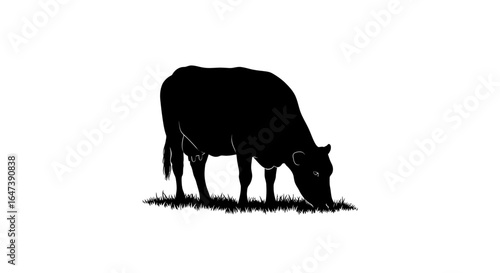 silhouette of a cow grazing in a pasture perfect for agriculture ranch and farming websites branding and ecofriendly products