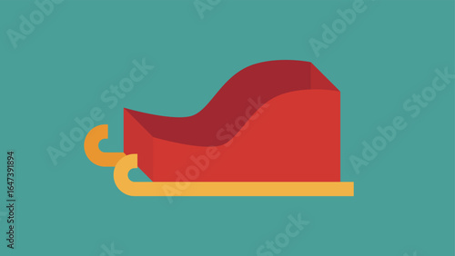 Sled flat icon. Vector illustration of a sledge on a green background.