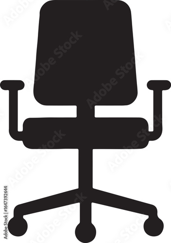 Office chair silhouette vector for workplace, furniture, seating, ergonomic, and business interior design projects.