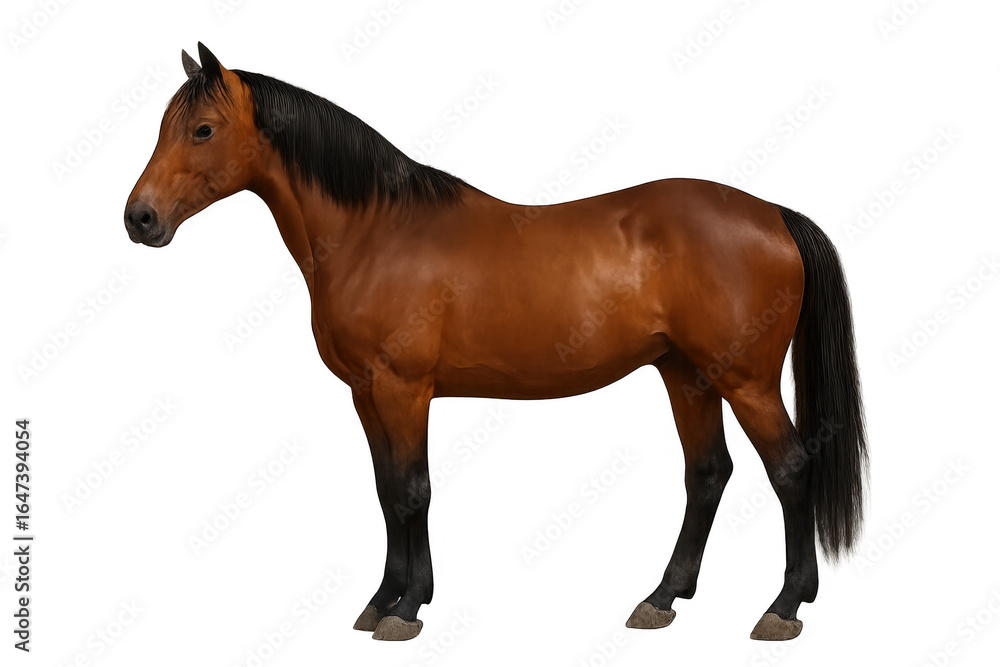 Obraz premium Brown horse standing on transparent background