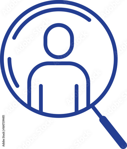 Discover your perfect candidate with this professional magnifying glass and user icon