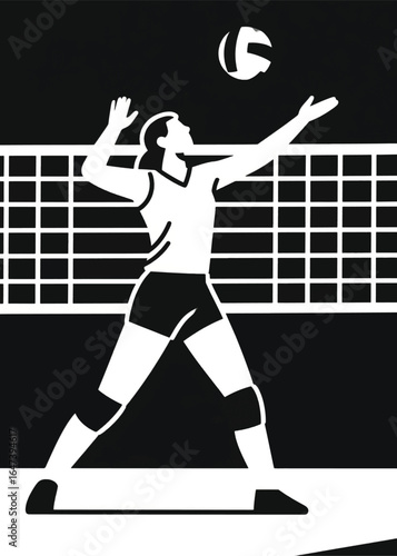 silhouette of a female volleyball player Illustrator Artwork design template poster