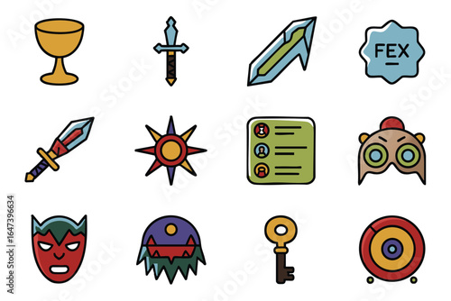 Pixel Art Game Icons: Weapons, Items, and UI Elements