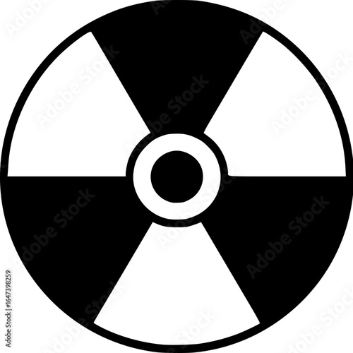 Radiological Hazard Sign: A stark black and white representation of the internationally recognized radiation symbol, a clear warning against radiological dangers.