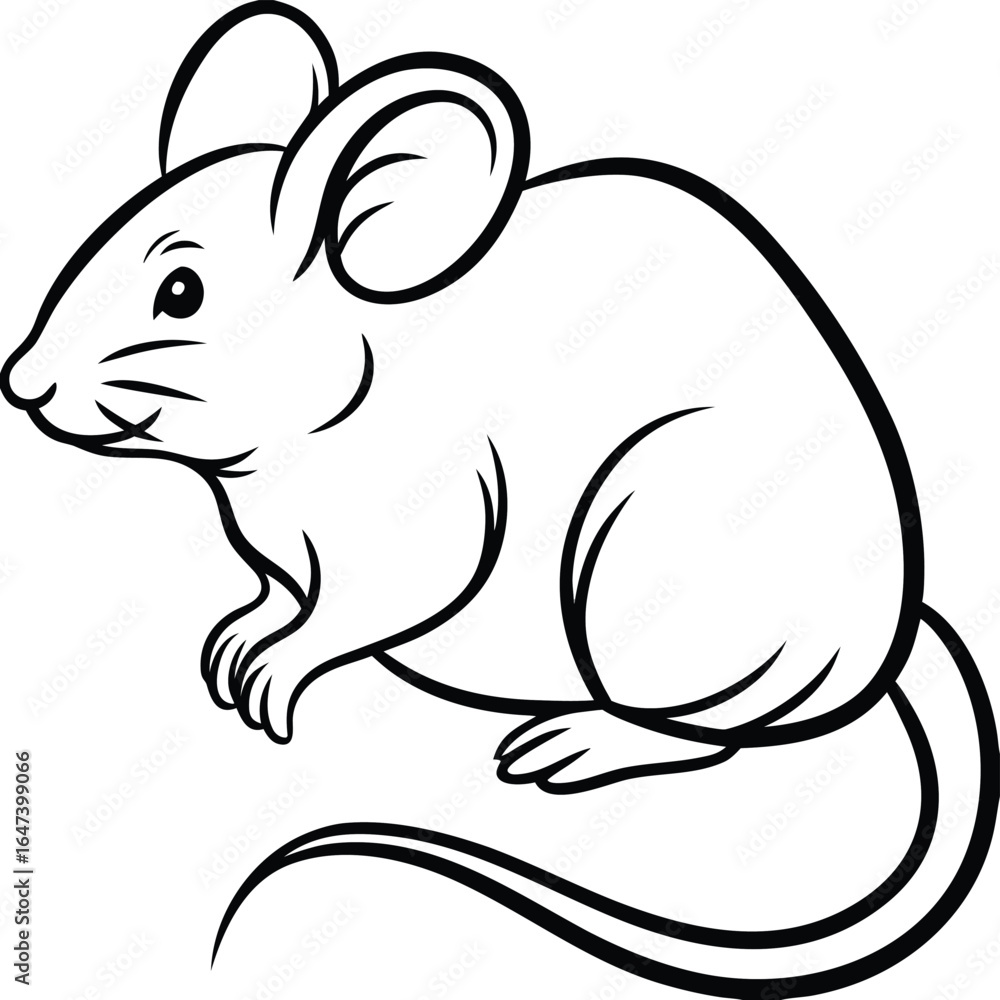 Obraz premium Outline Vector Illustration of Mouse Silhouette– Isolated on White Background
