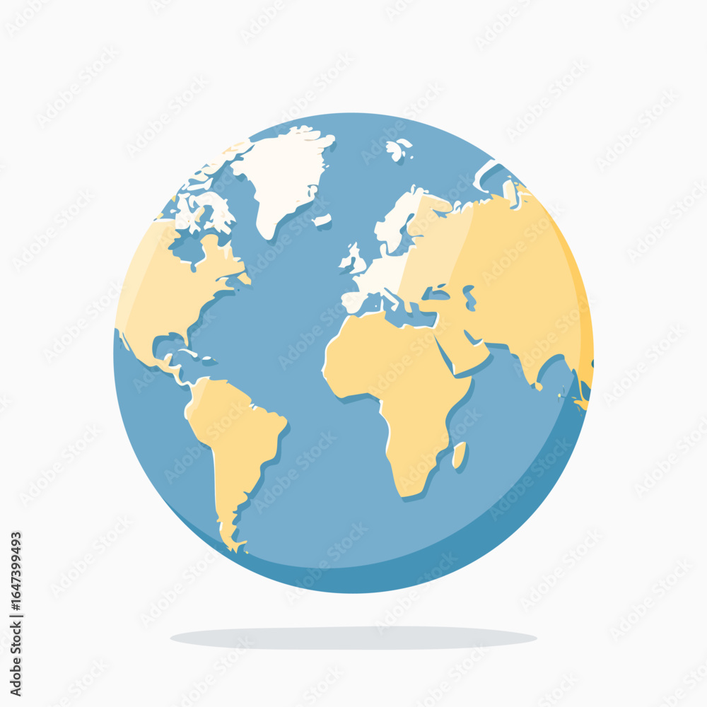 A detailed illustration of the Earth, showcasing continents and oceans in a flat design. A detailed illustration of the Earth, showcasing continents and oceans in a flat design.