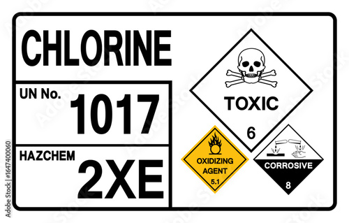 Chlorine UN 1017 Symbol Sign, Vector Illustration, Isolate On White Background, Label.EPS10