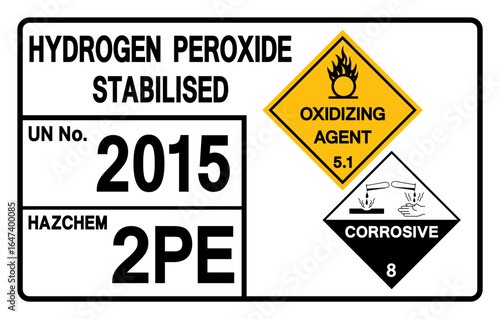 Hydrogen Peroxide Stabilised UN 2031 Symbol Sign, Vector Illustration, Isolate On White Background, Label.EPS10