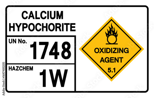 Calcium Hypochlorite UN 1784 Symbol Sign, Vector Illustration, Isolate On White Background, Label.EPS10