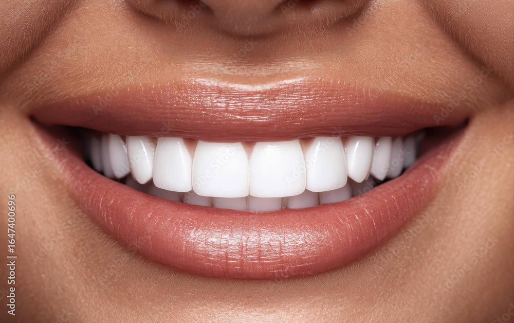 Obraz premium Bright white smile after teeth whitening shows dental care results with before and after teeth whitening effect enhancing confidence and beauty