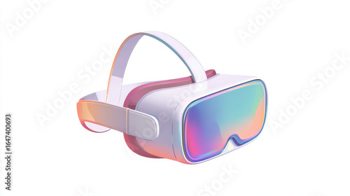 Sleek and modern virtual reality headset with white frame and vibrant, reflective lens, designed for immersive experiences and training applications
