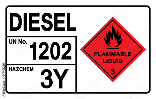 Diesel UN 1202 Symbol Sign, Vector Illustration, Isolate On White Background, Label.EPS10