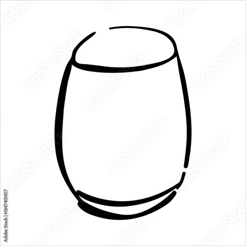 Hand drawn empty glass illustration. Doodle vector. Minimalist line sketch. Cartoon style icon. Vintage design artwork.