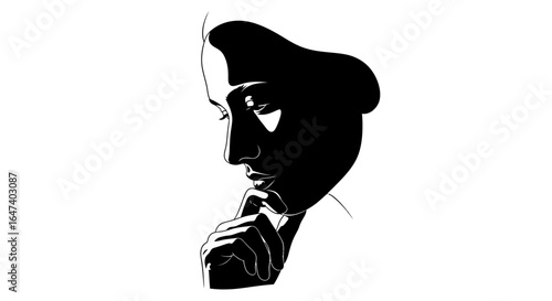 thoughtful woman silhouette a striking black and white portrait for branding websites and editorial design projects requiring elegance and intrigue