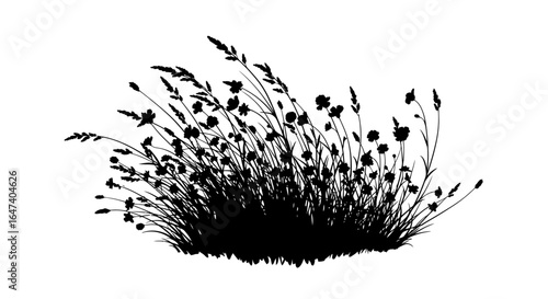 elegant black silhouette of wildflowers and grasses perfect for naturethemed designs invitations or ecofriendly branding