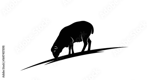 serene black sheep silhouette grazing on hillside perfect for ecofriendly farmtotable and pastoral branding designs
