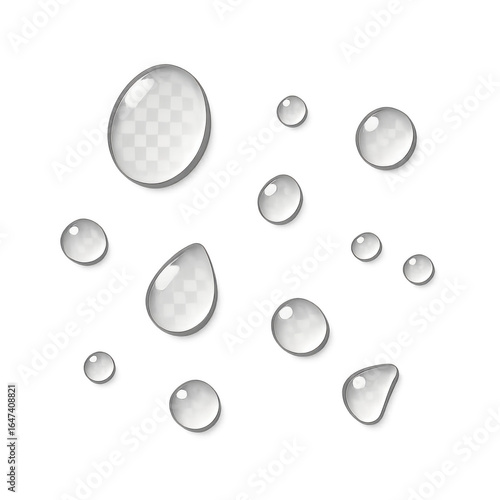 Realistic Water Droplets on Transparent Background