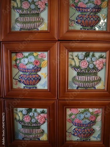 Vintage Floral Ceramic Tiles Wall Decoration