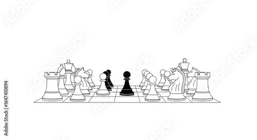 strategic disruption two pawns challenge a powerful chess army symbolizing innovation and competitive advantage in business