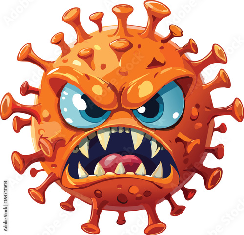 Angry Cartoon Virus Character Illustration