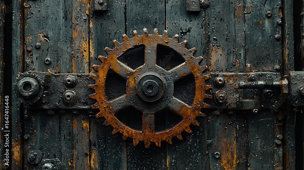 A rusty, aged wall, reminiscent of Victorian-era machinery, served as the backdrop for a captivating steampunk texture design, where gears and intricate metal parts seemed to pulse with an inner A rusty, aged wall, reminiscent of Victorian-era machinery, served as the backdrop for a captivating steampunk texture design, where gears and intricate metal parts seemed to pulse with an inner