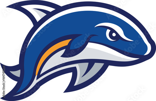 Aggressive blue shark mascot logo design