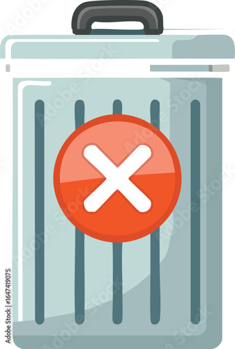 Trash Bin with X Icon Representing Delete or Remove