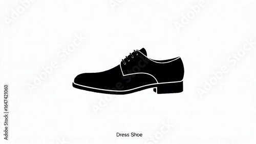 A minimalist black and white illustration of a men's dress shoe.  