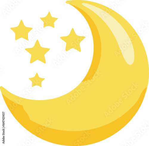Crescent Moon with Stars Representing Night Mode and Sleep