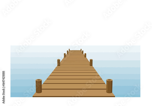 Wooden Pier Extending Over Calm Water Illustration