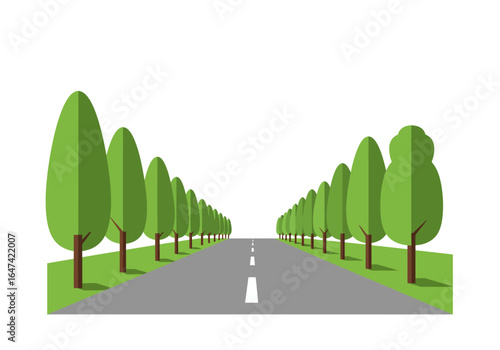 Road with Trees: A Flat Vector Illustration