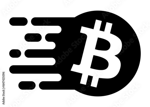 Digital Money transfer icon. Sending money symbol with bitcoin sign. fast payment, express cryptocurrency transfer system. Vector illustration on transparent png background.
