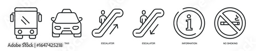 Public navigation thin line icon set. Halte, navigation, sign minimal editable stroke icons