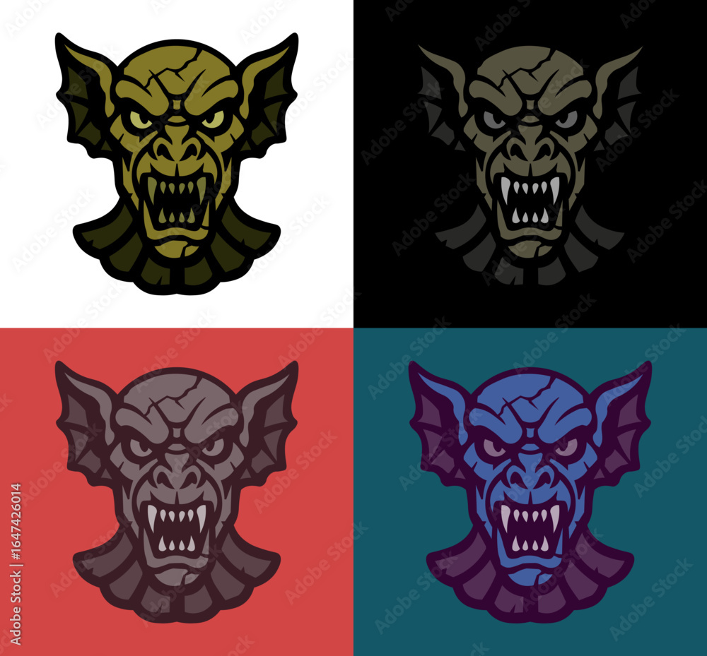 Obraz premium Gothic Gargoyle Mascot - Customizable Vector Set