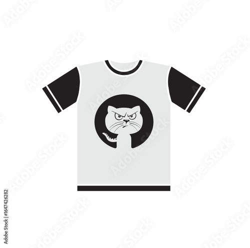 slogan with angry cat graphic vector illustration on gray t shirt with white background