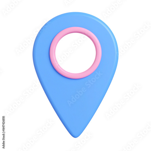 Free Download Light blue location pin with pink ring on transparent background - GFXLoad